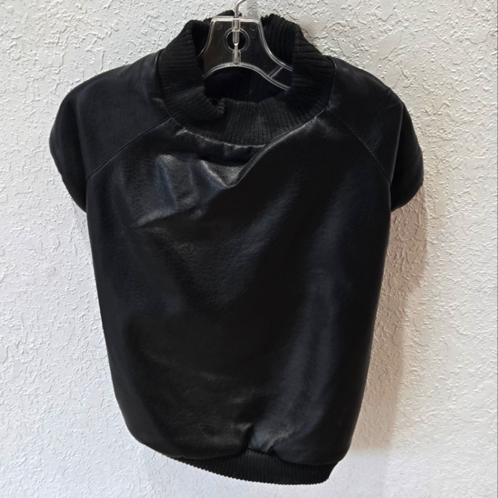 3/$20 Dog Faux Leather Zip up Shirt Jacket Black